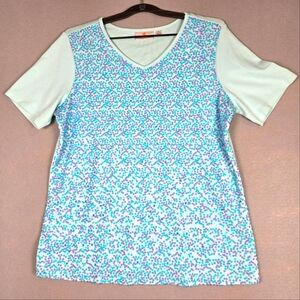 Quaker Factory Sequin‎ Front Cotton Top Green Purple Size Medium
